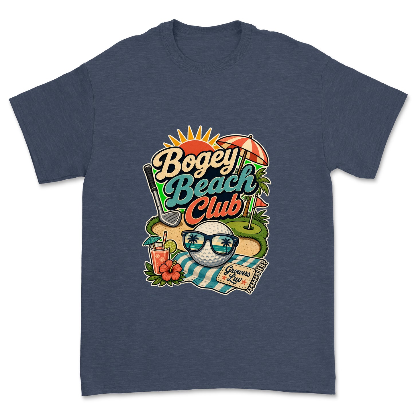 Bogey Beach Club Men's Gildan Graphic Tee in Heather Navy