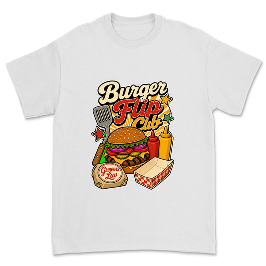 Burger Flip Club Men's Gildan Graphic Tee in White