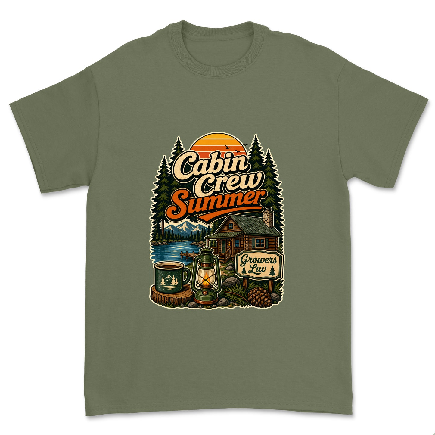 Cabin Crew Summer Men's Gildan Graphic Tee in Military Green