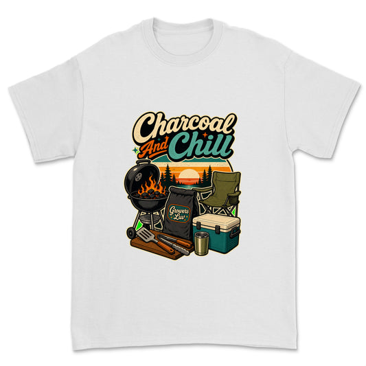 Charcoal And Chill Men's Gildan Graphic Tee in White