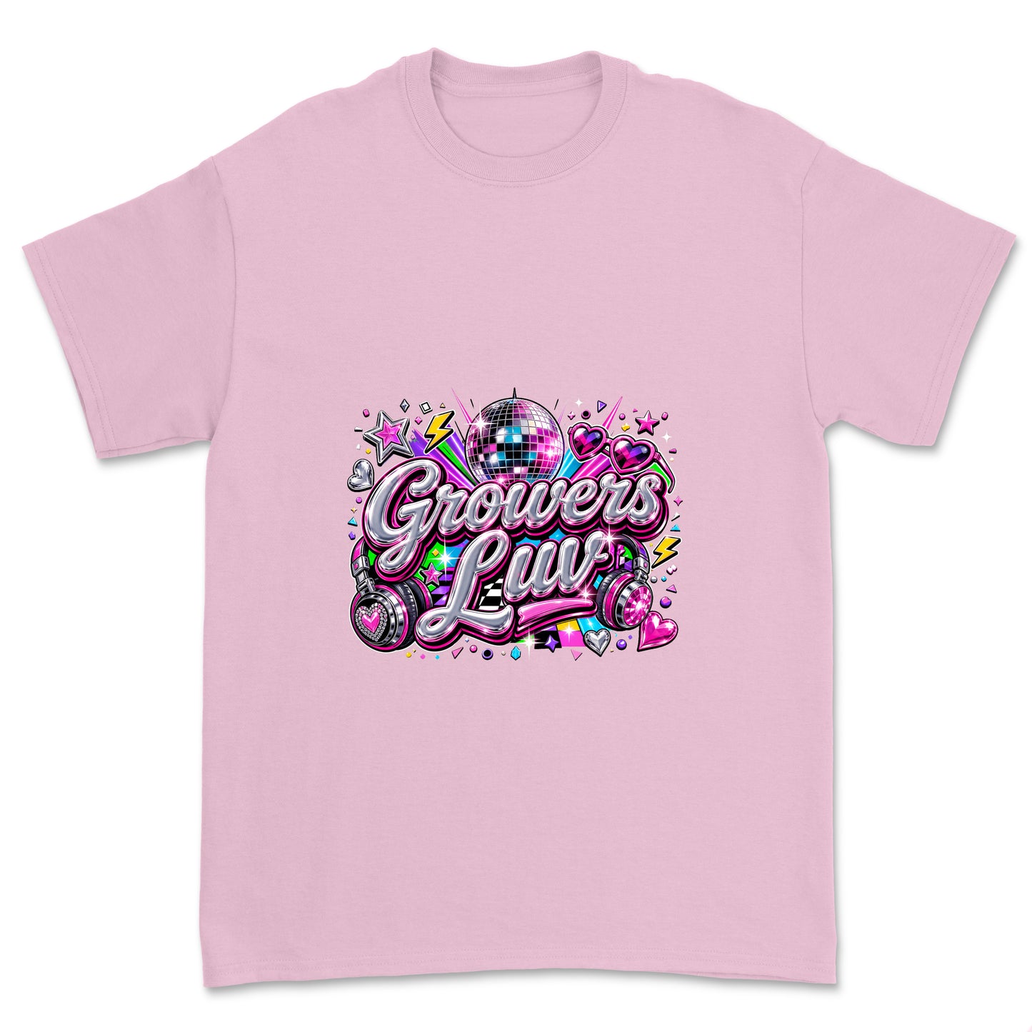 Disco Party Youth Graphic Tee in Light Pink