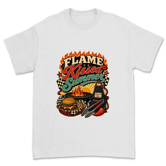 Flame Kissed Summer Men's Gildan Graphic Tee in White