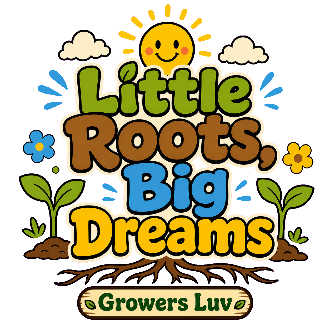Little Roots Big Dreams V2 Large Natural Tote Bag artwork detail