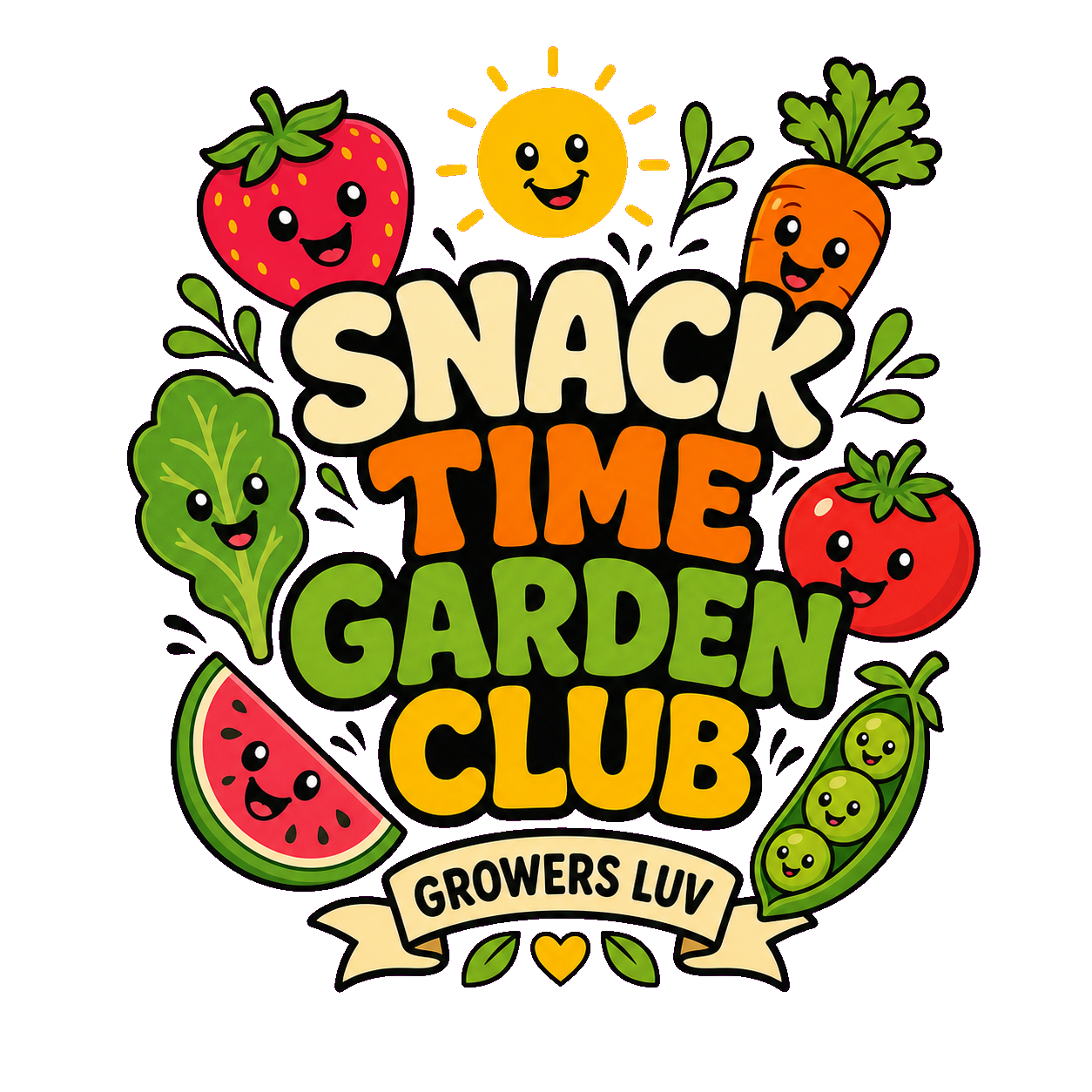 Snack Time Garden Club Large Natural Tote Bag artwork detail