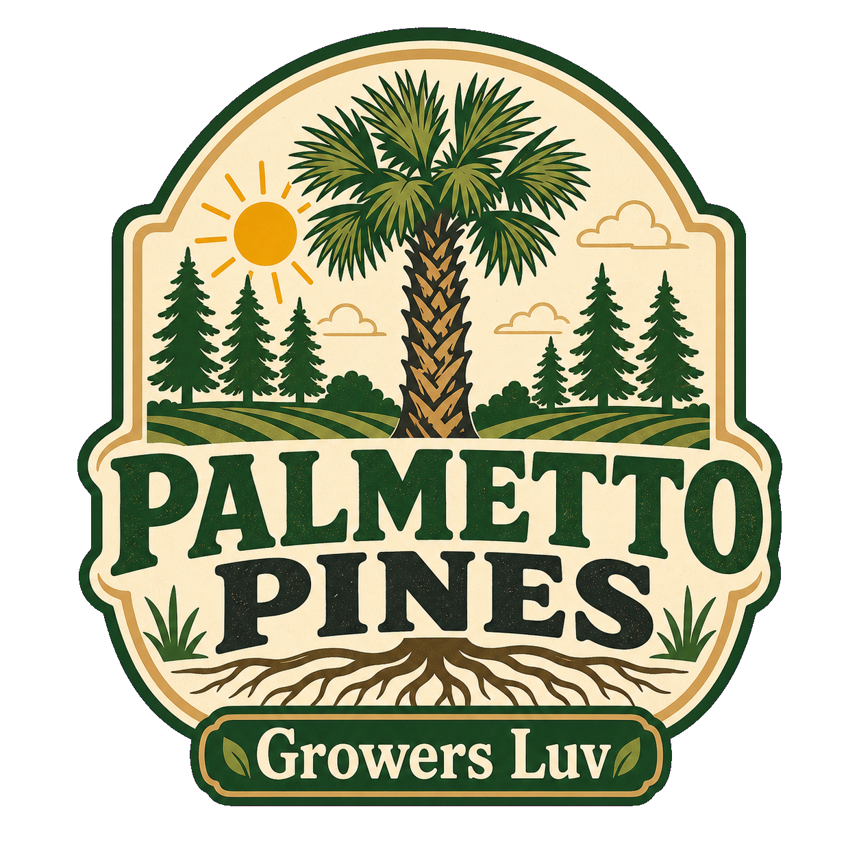 Palmetto Pines Large Natural Tote Bag artwork detail