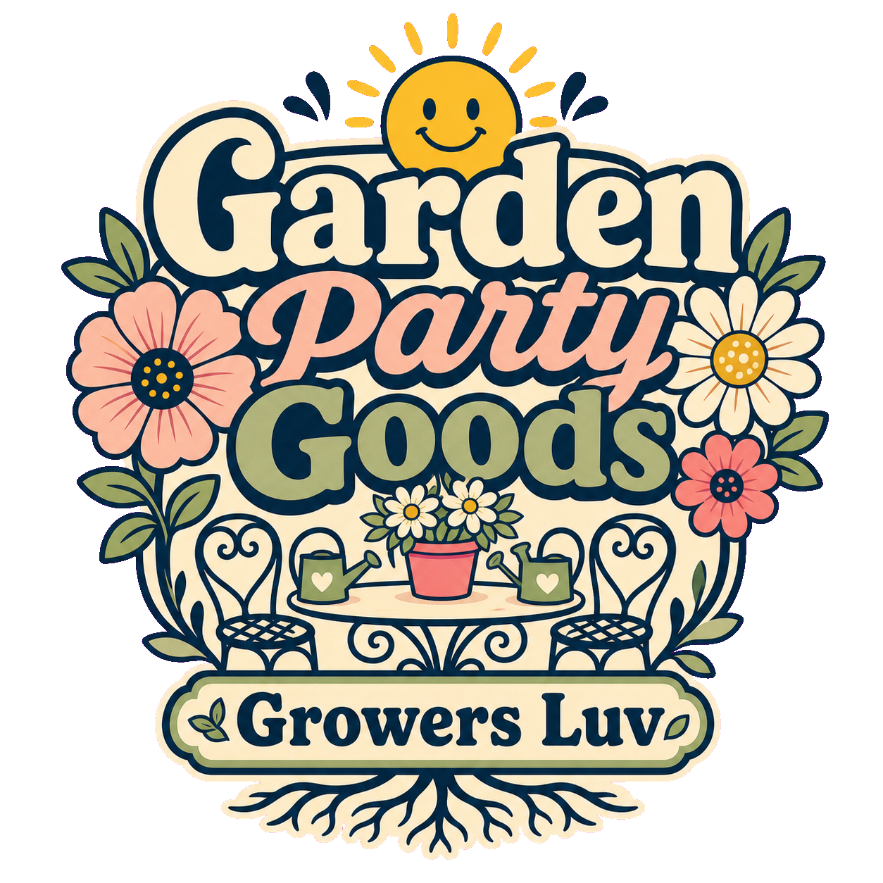 Garden Party Goods Large Natural Tote Bag artwork detail