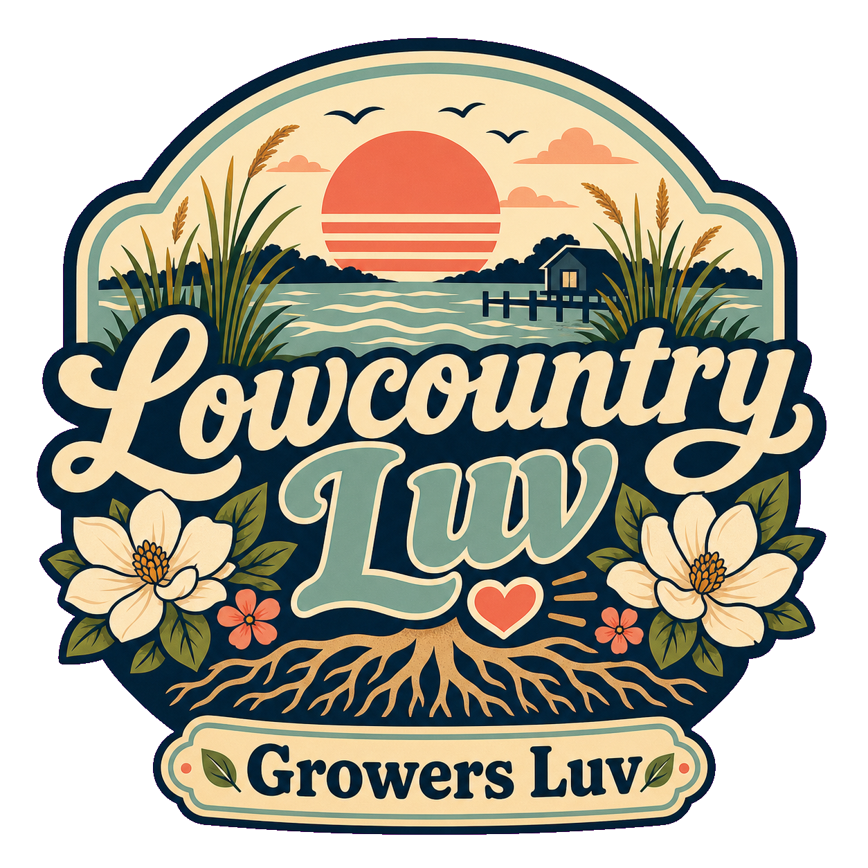 Lowcountry Luv Large Natural Tote Bag artwork detail