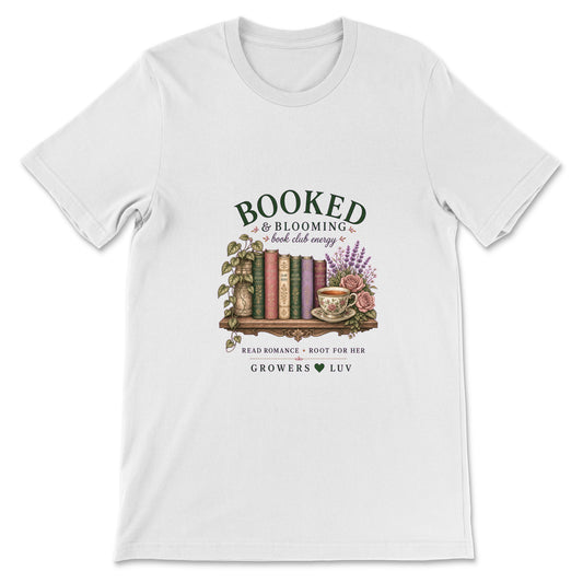 Booked And Blooming Women's Bella Canvas Graphic Tee in White