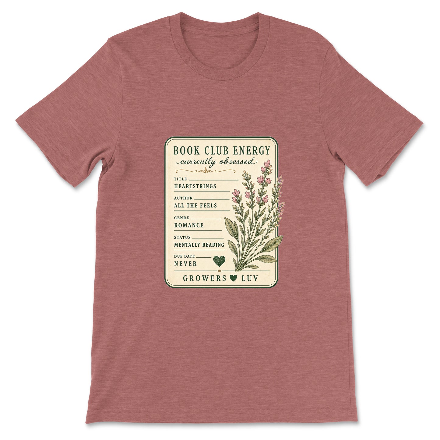 Currently Obsessed Book Club Women's Bella Canvas Graphic Tee in Heather Mauve