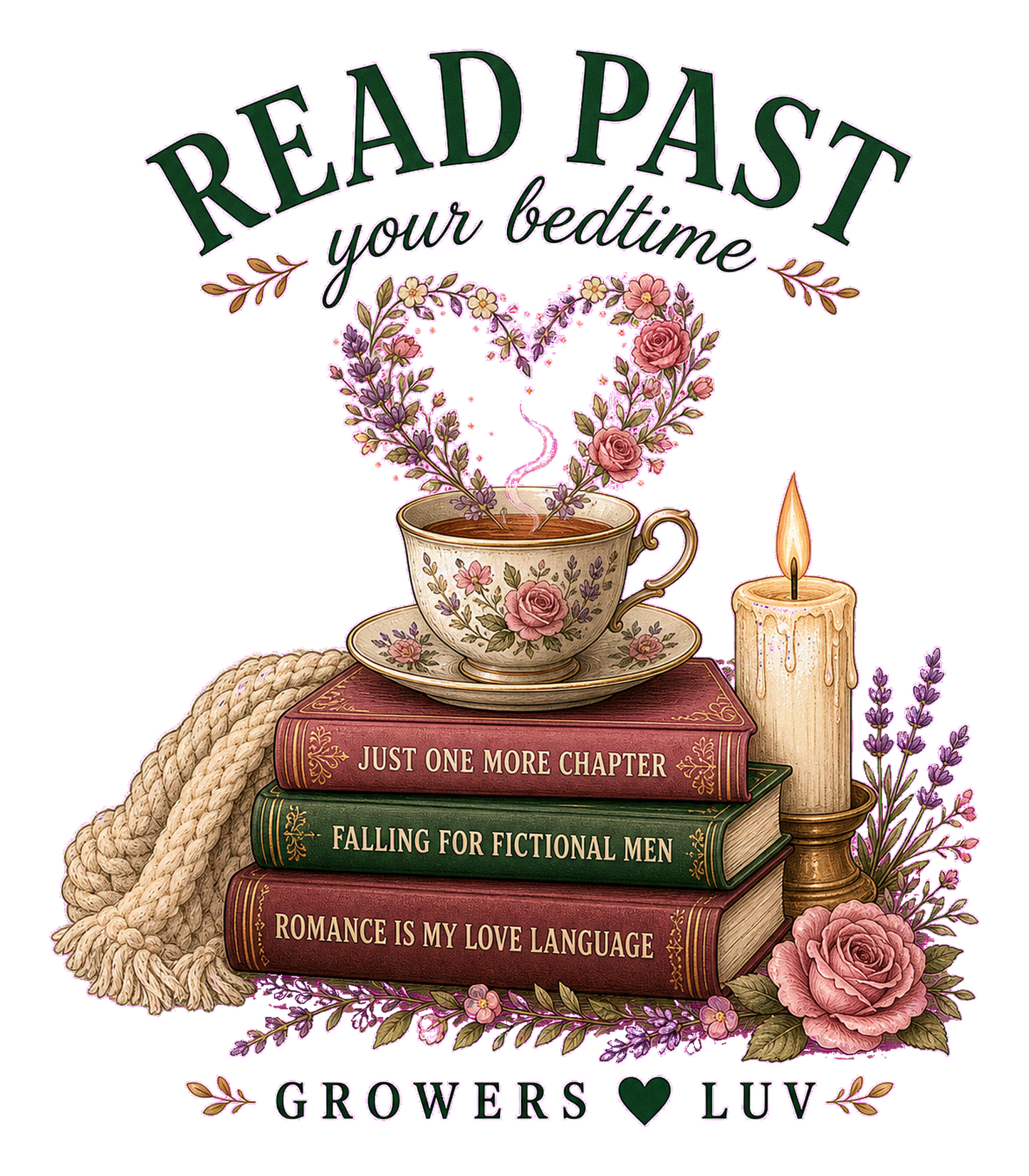 Read Past Your Bedtime Large Natural Tote Bag artwork detail