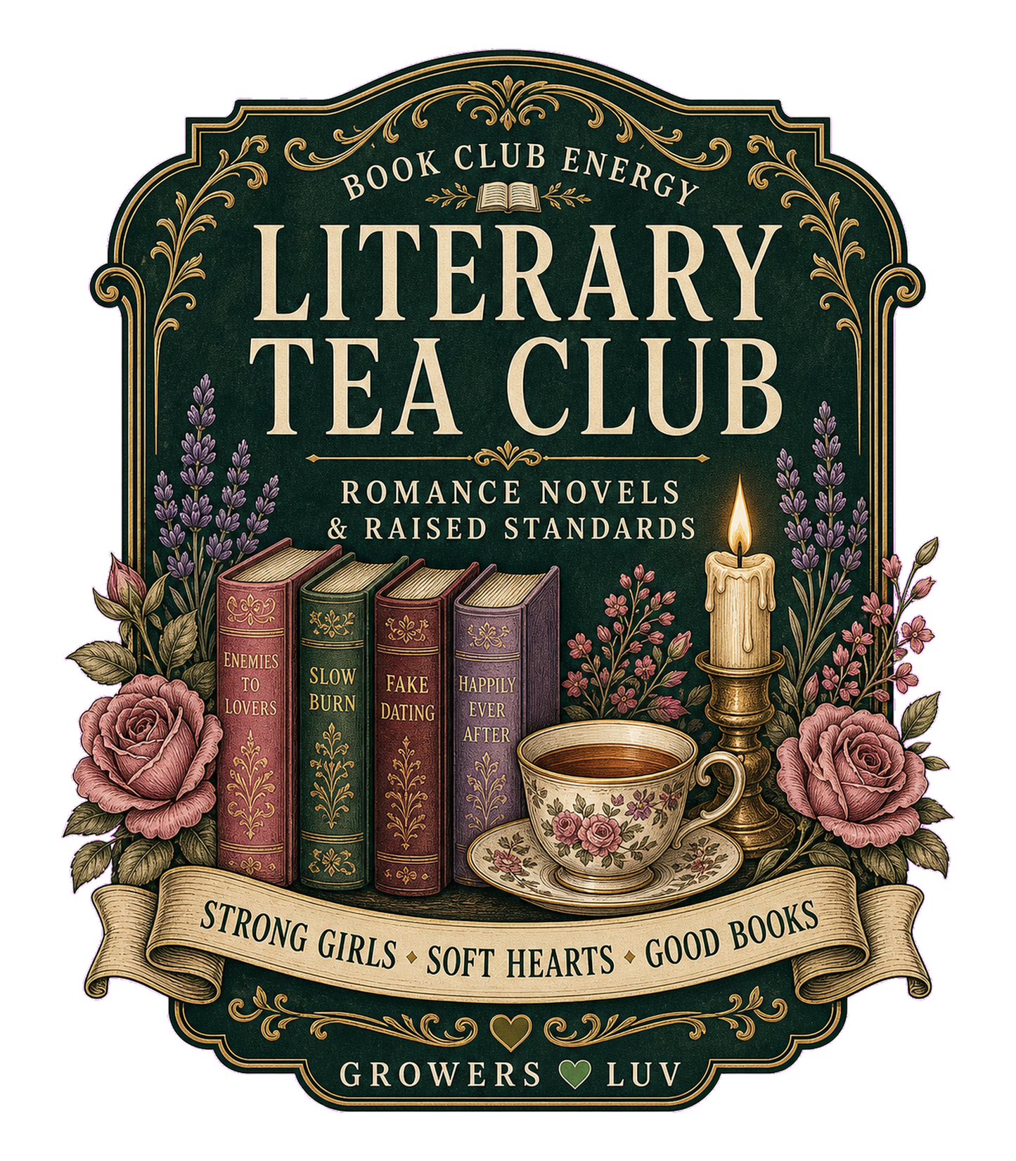 Literary Tea Club Large Natural Tote Bag artwork detail