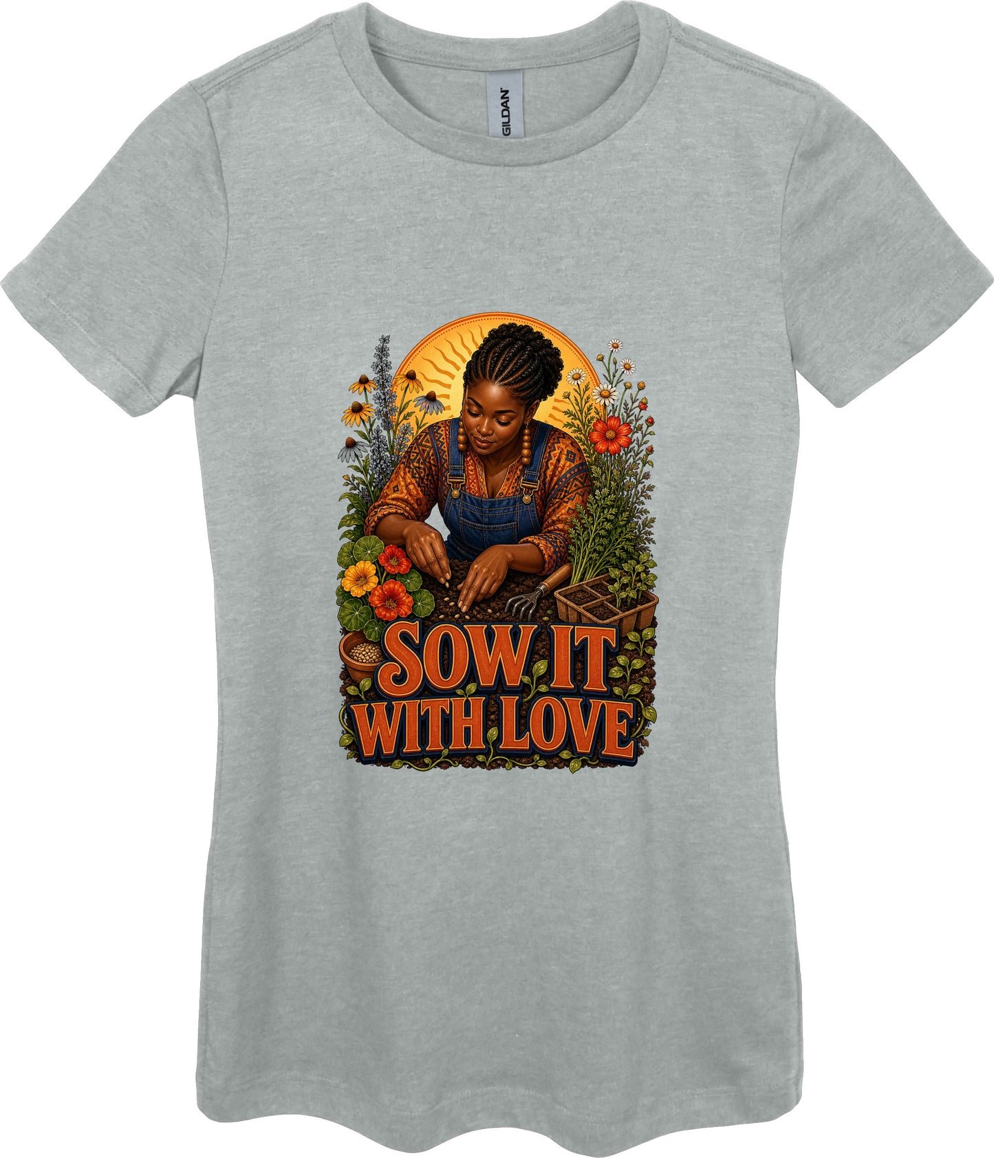 Sow It with Love Women's Plant Lover Graphic Tee in Ring Spun Sport Grey