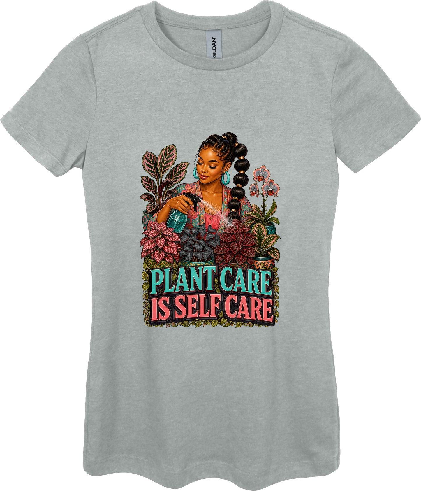 Plant Care Is Self Care Women's Plant Lover Graphic Tee in Ring Spun Sport Grey