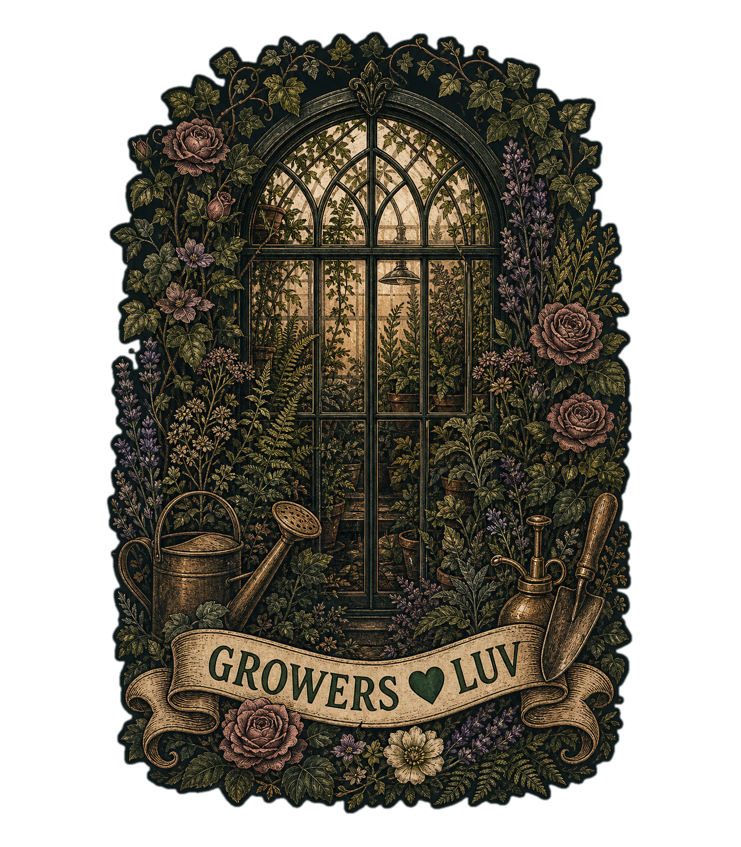 Greenhouse Garden Large Natural Tote Bag artwork detail