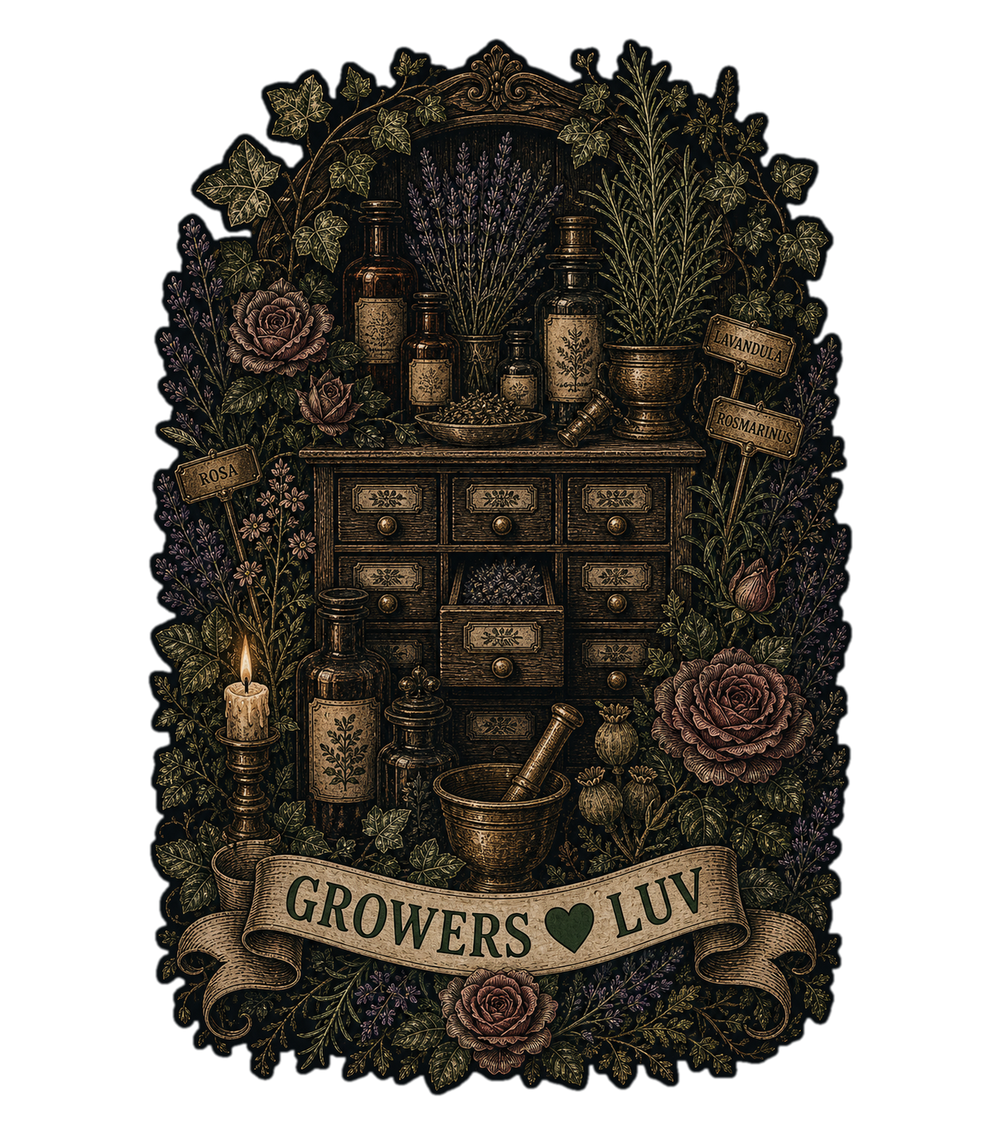 Garden Apothecary Large Natural Tote Bag artwork detail