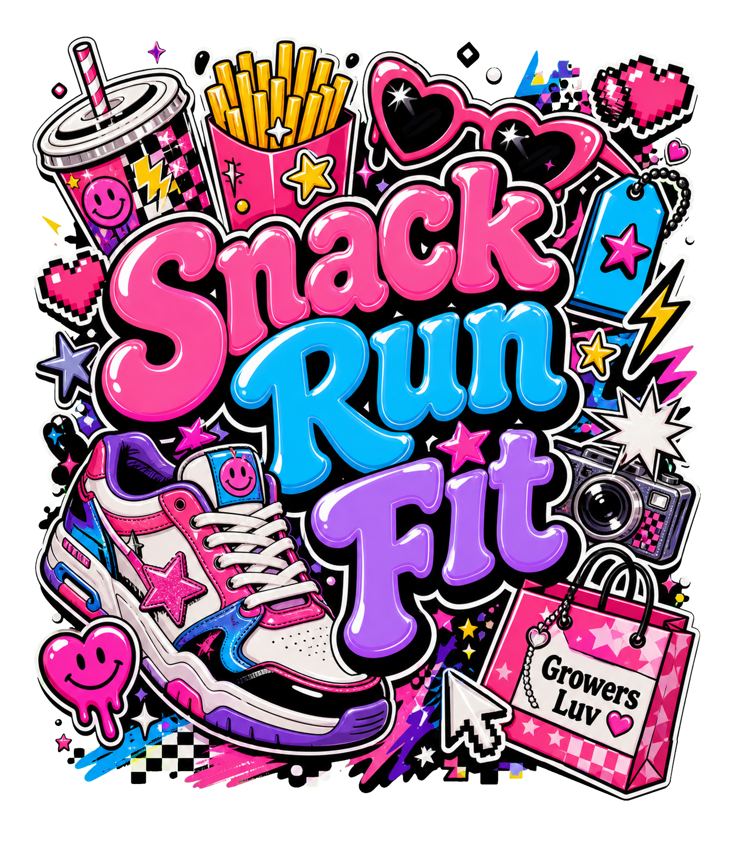 Snack Run Fit Large Natural Tote Bag artwork detail