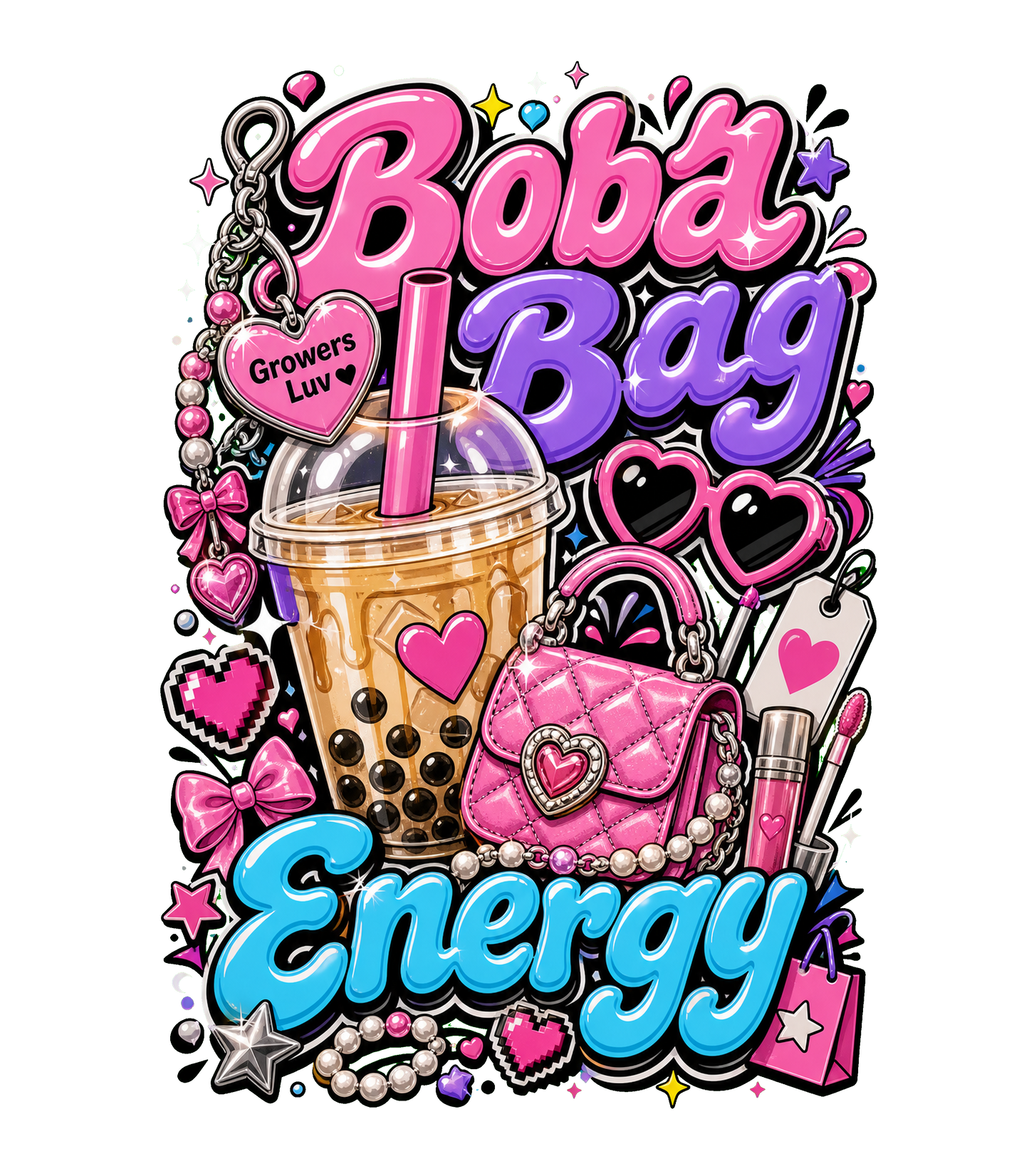 Boba Bag Energy Large Natural Tote Bag artwork detail