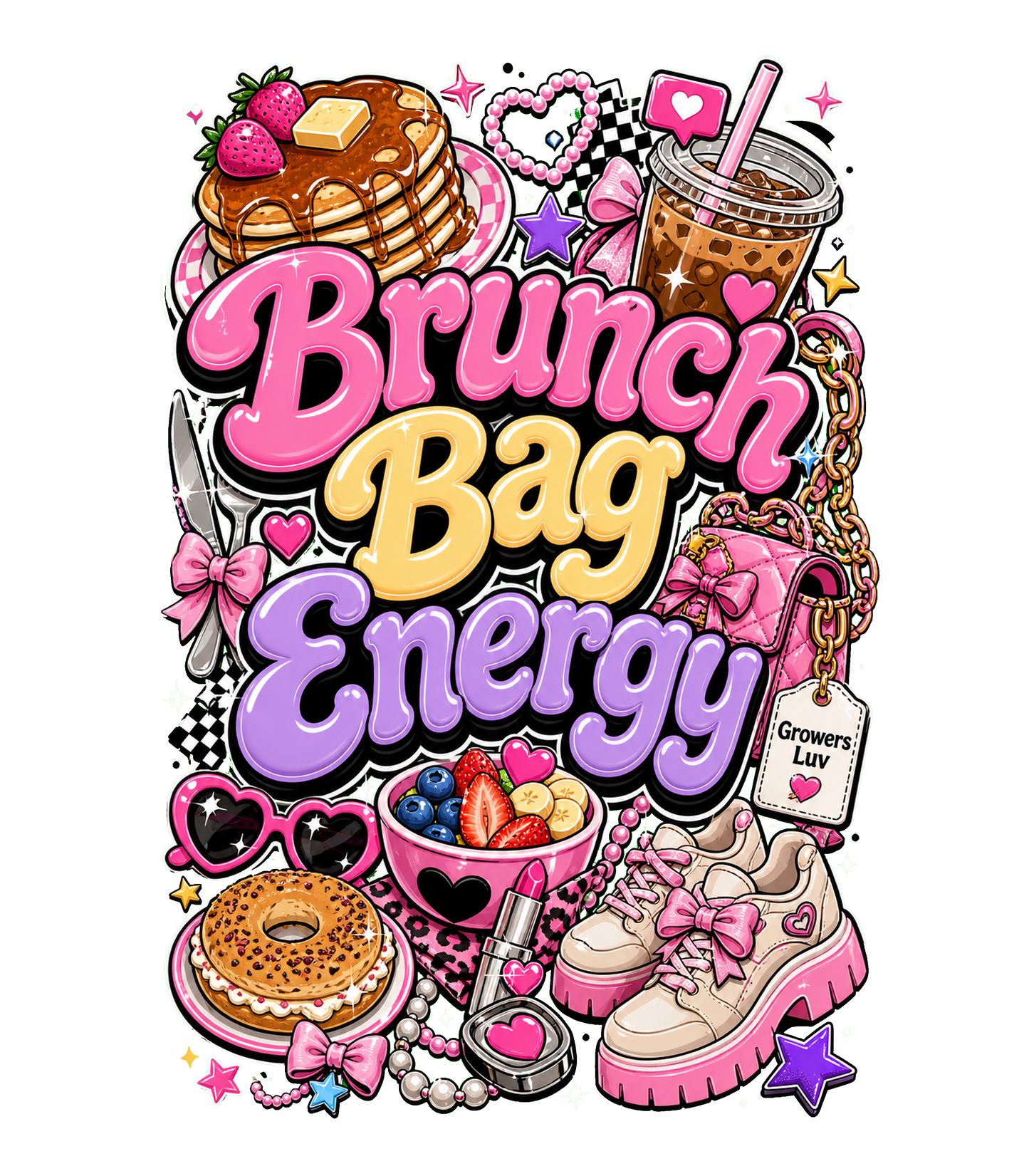 Brunch Bag Energy Large Natural Tote Bag artwork detail