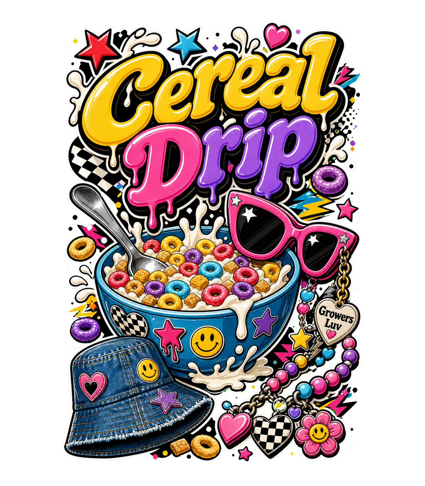 Cereal Drip Large Natural Tote Bag artwork detail