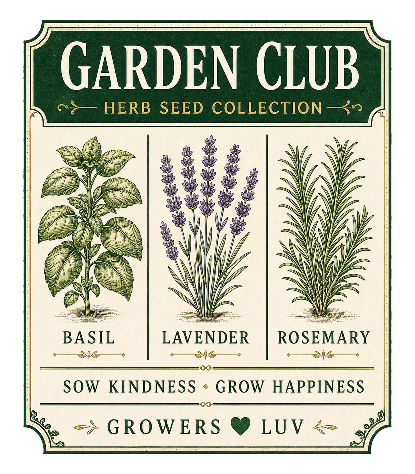 Garden Club Herb Seed Collection Large Natural Tote Bag artwork detail