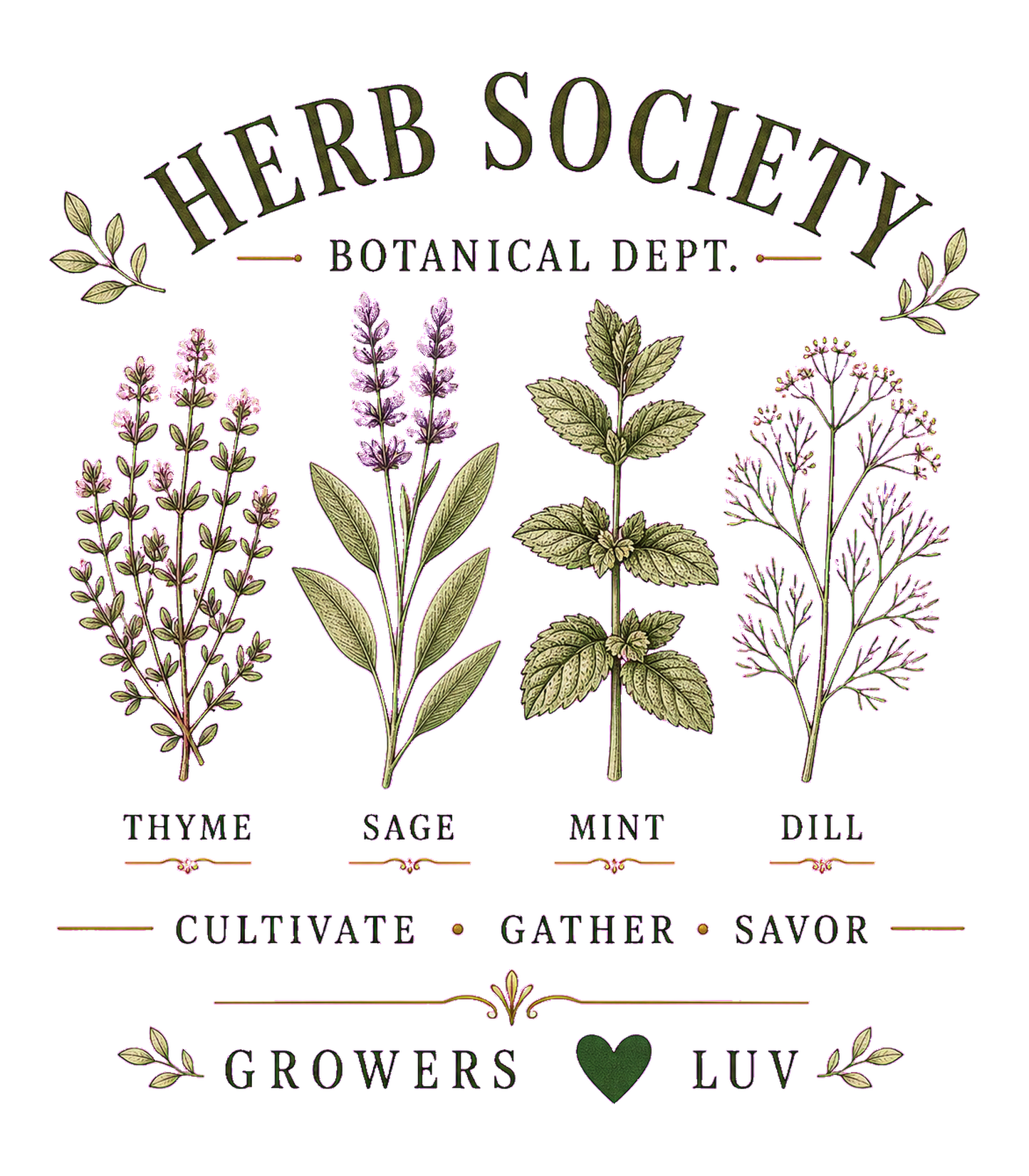 Herb Society Botanical Dept Large Natural Tote Bag artwork detail
