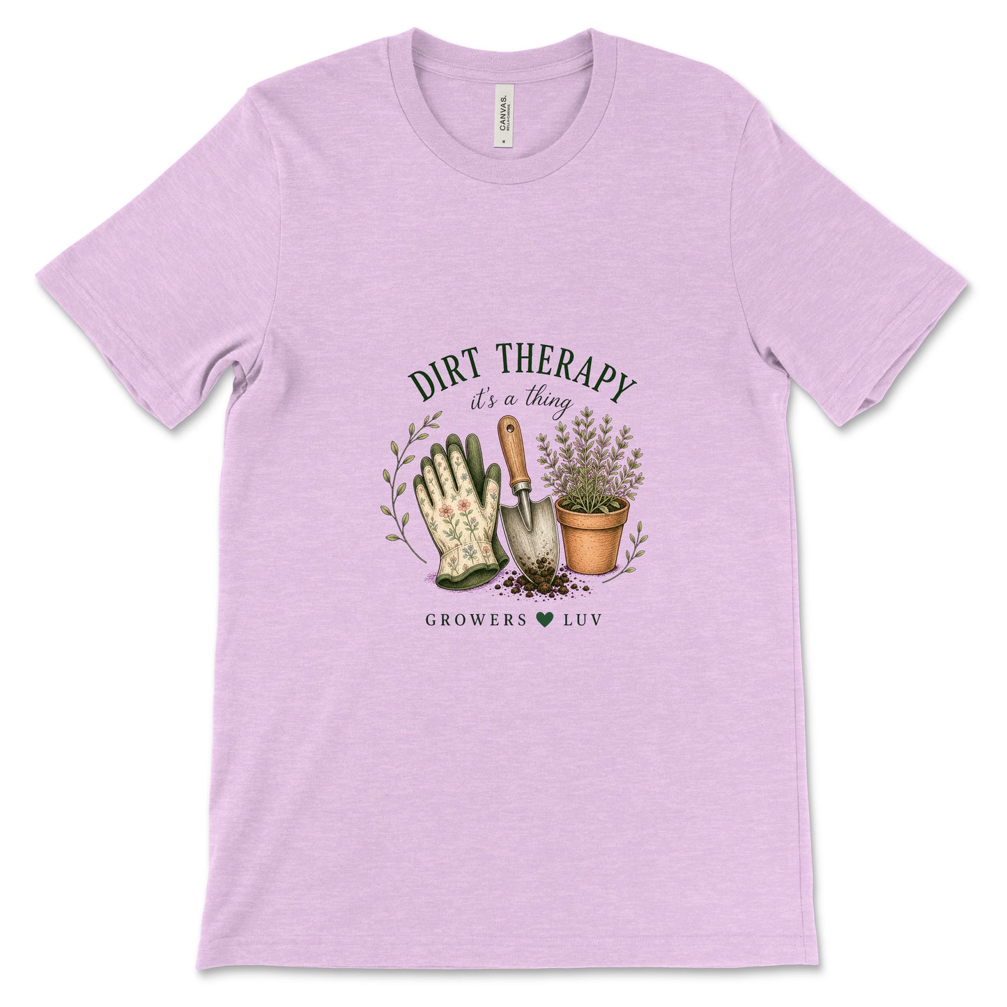 Dirt Therapy Women's Bella Canvas Graphic Tee in Heather Prism Lilac