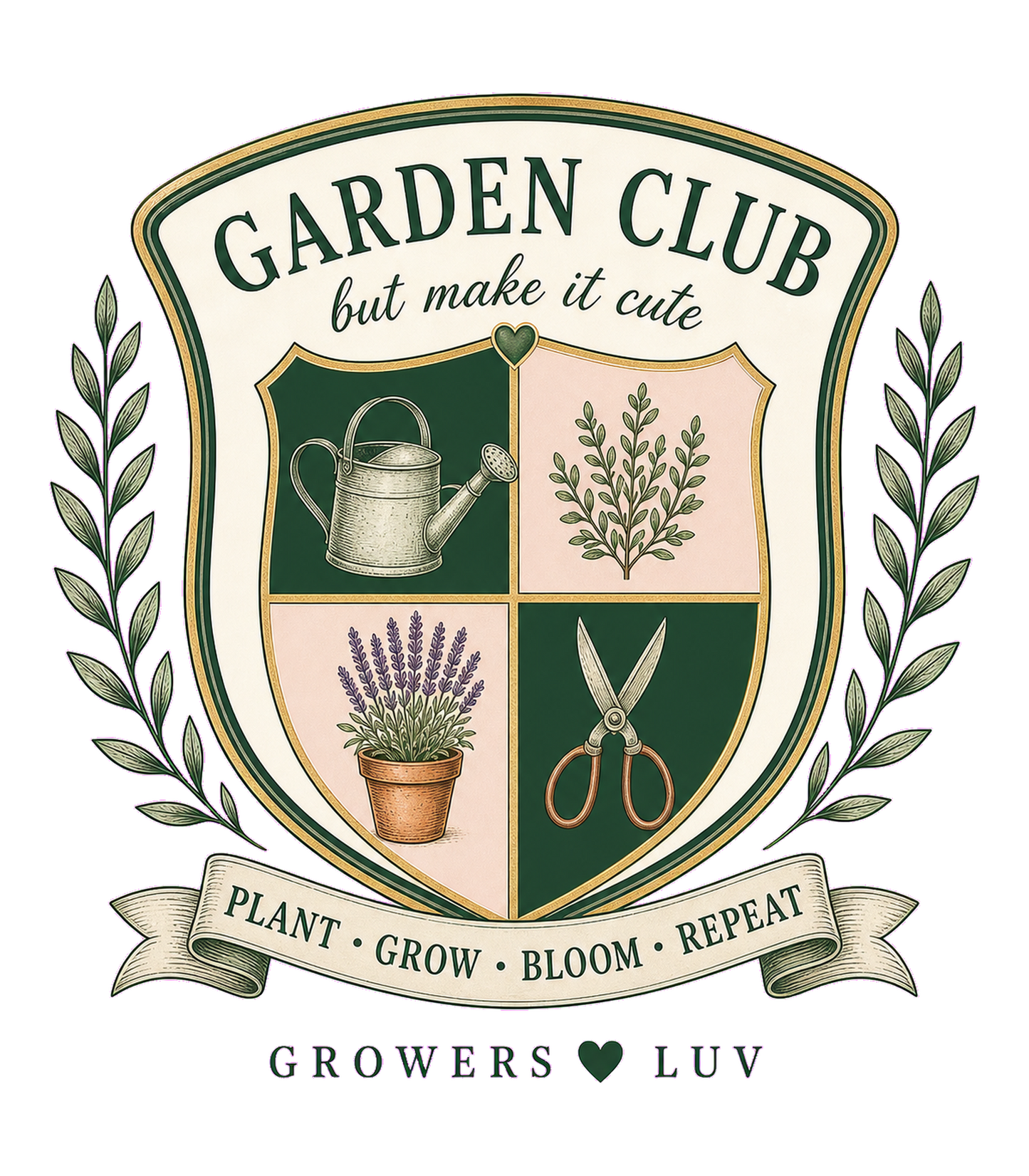 Garden Club Crest Large Natural Tote Bag artwork detail