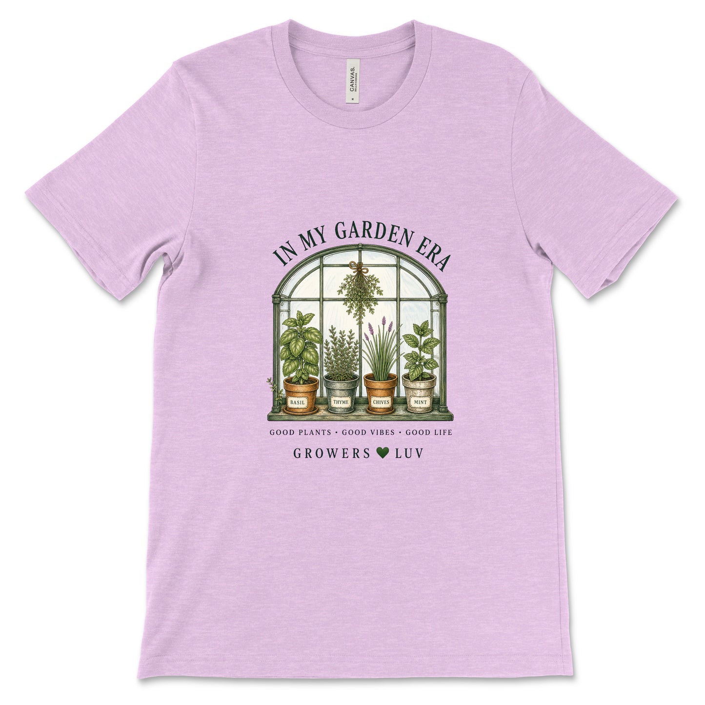 In My Garden Era Women's Bella Canvas Graphic Tee in Heather Prism Lilac
