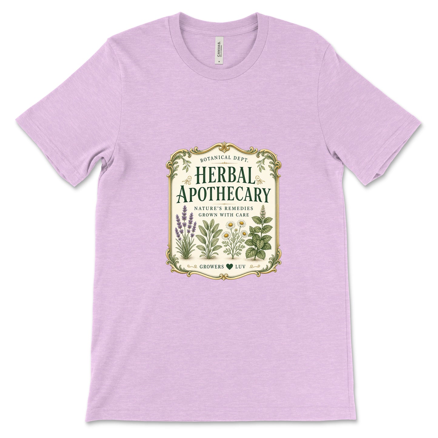 Herbal Apothecary Women's Bella Canvas Graphic Tee in Heather Prism Lilac