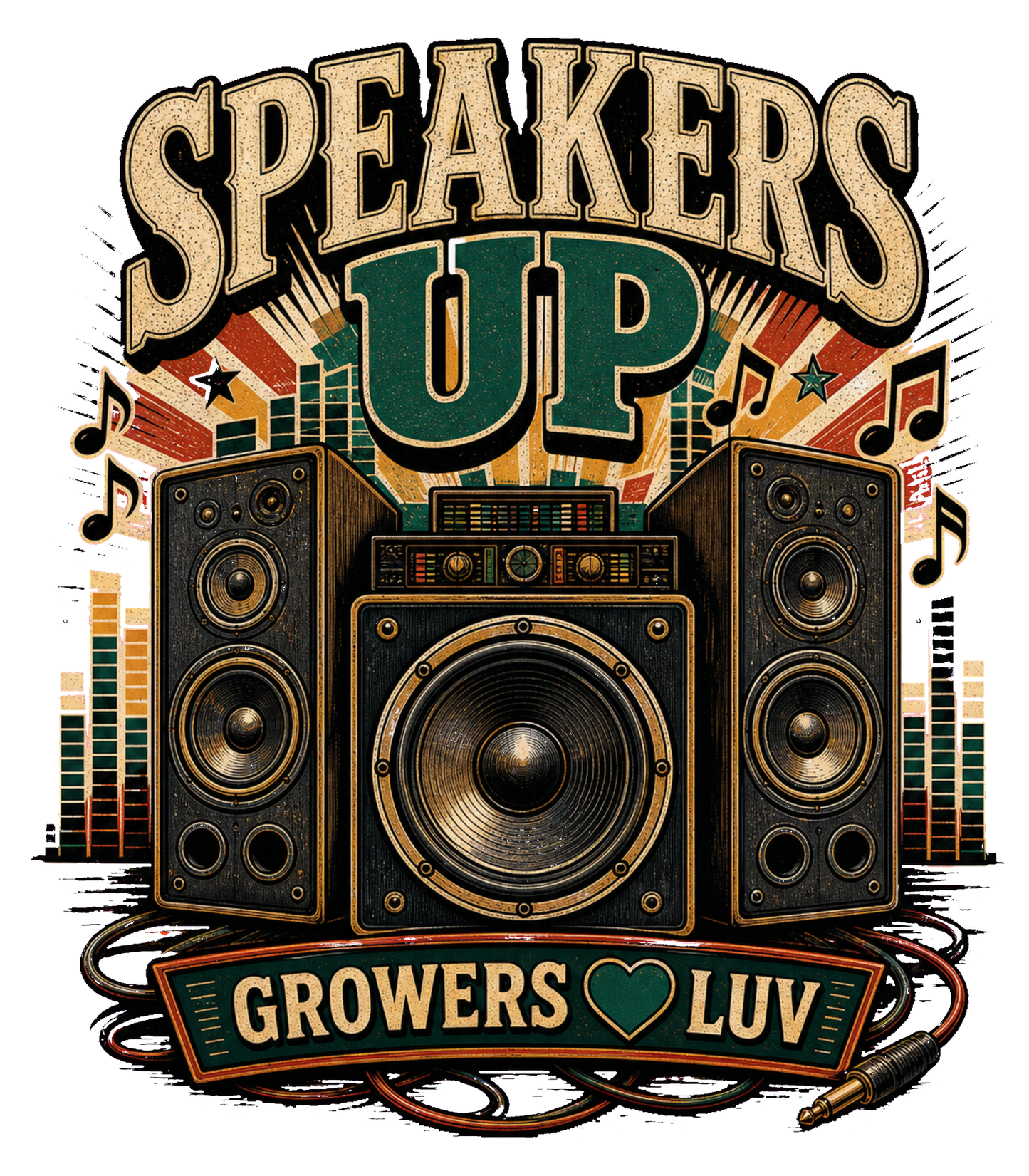 Speakers Up Large Natural Tote Bag artwork detail