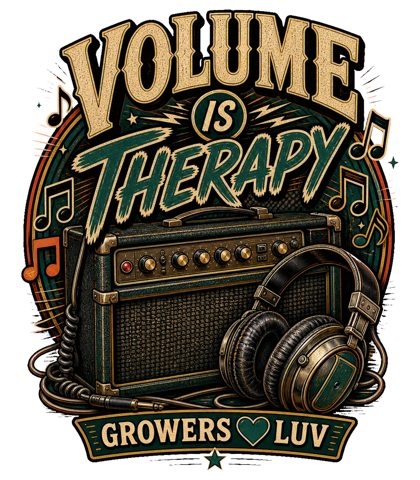 Volume Is Therapy Large Natural Tote Bag artwork detail