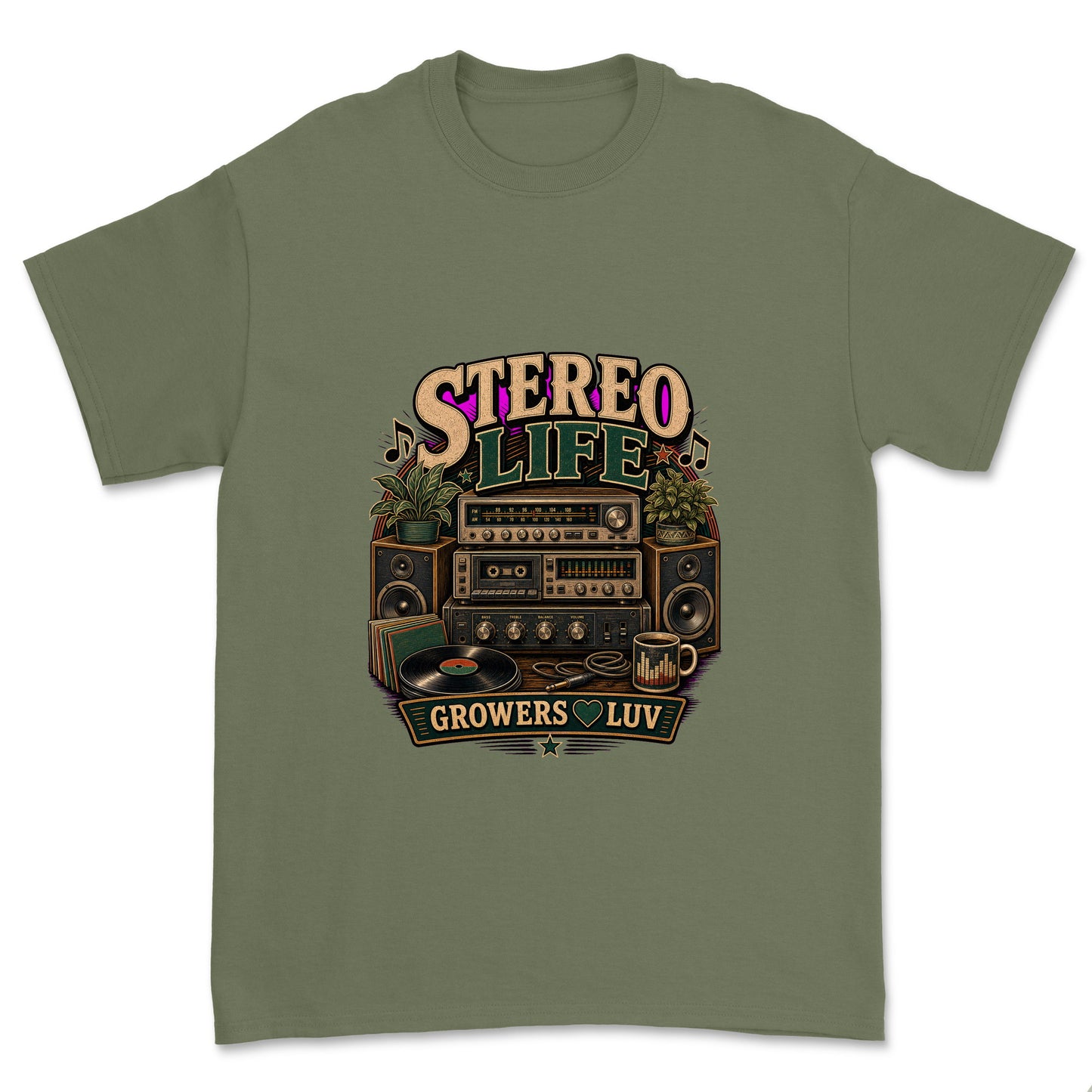 Stereo Life Men's Gildan Graphic Tee in Military Green