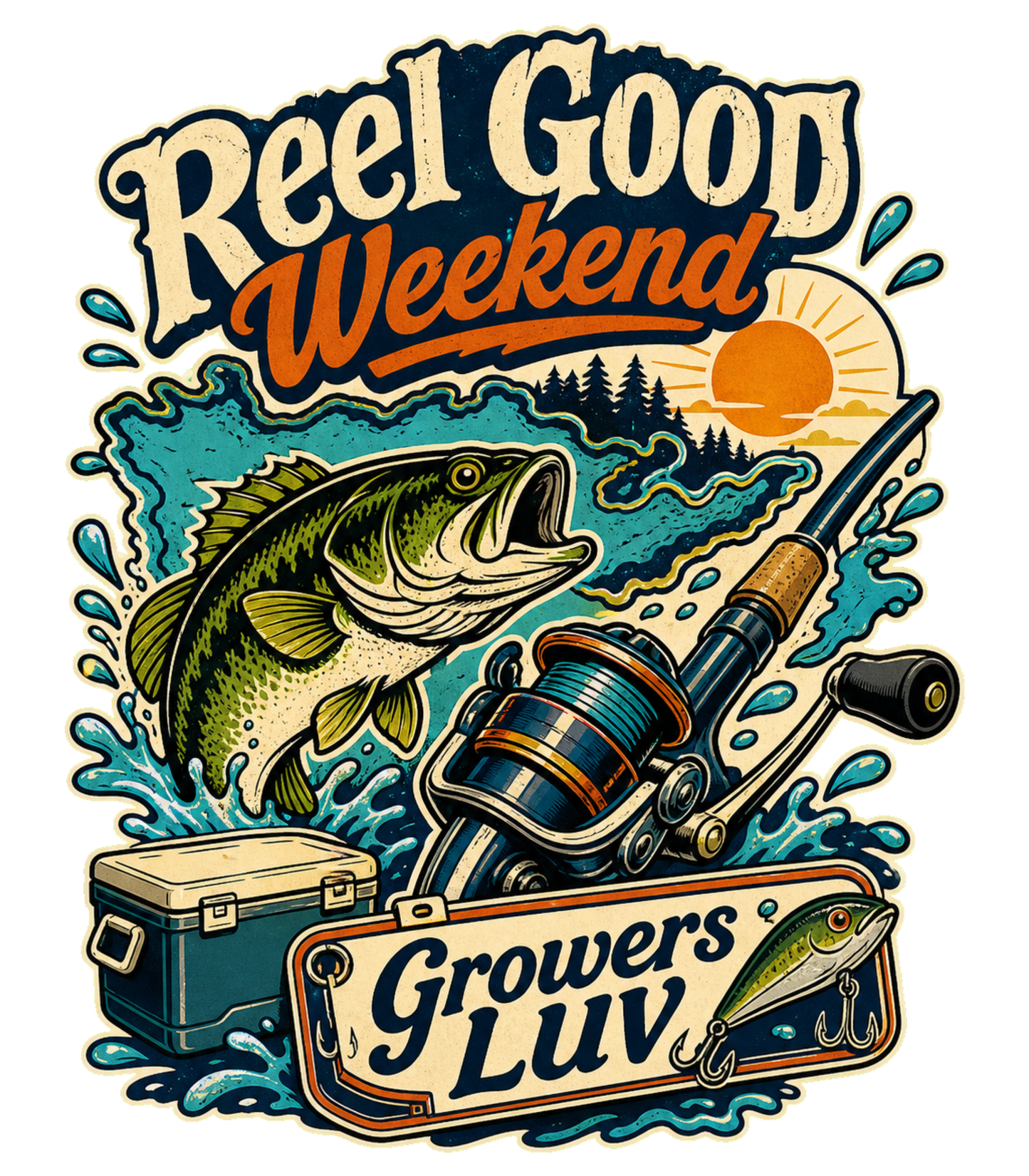 Reel Good Weekend Large Natural Tote Bag artwork detail