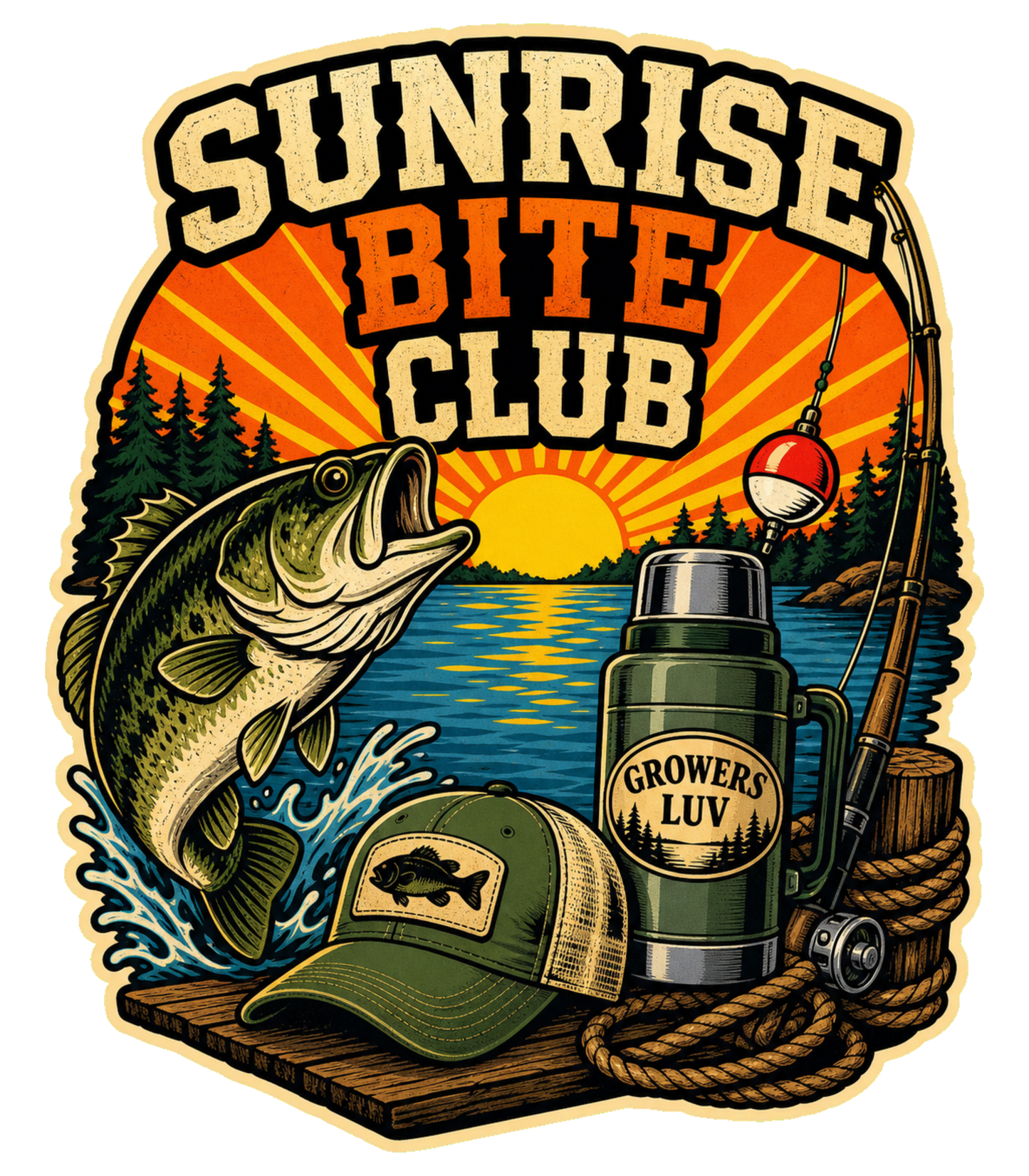 Sunrise Bite Club Large Natural Tote Bag artwork detail