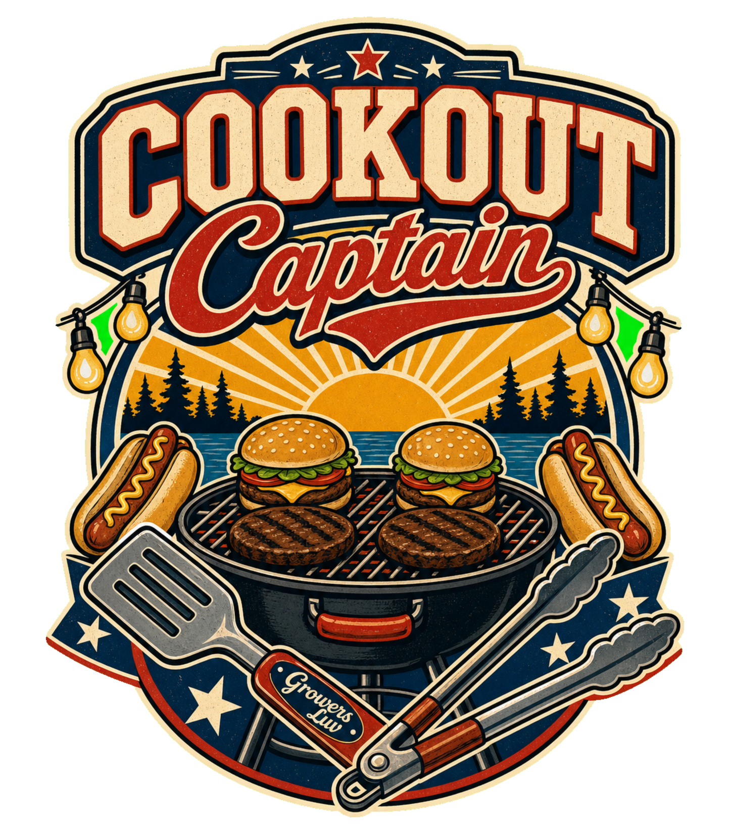 Cookout Captain Large Natural Tote Bag artwork detail