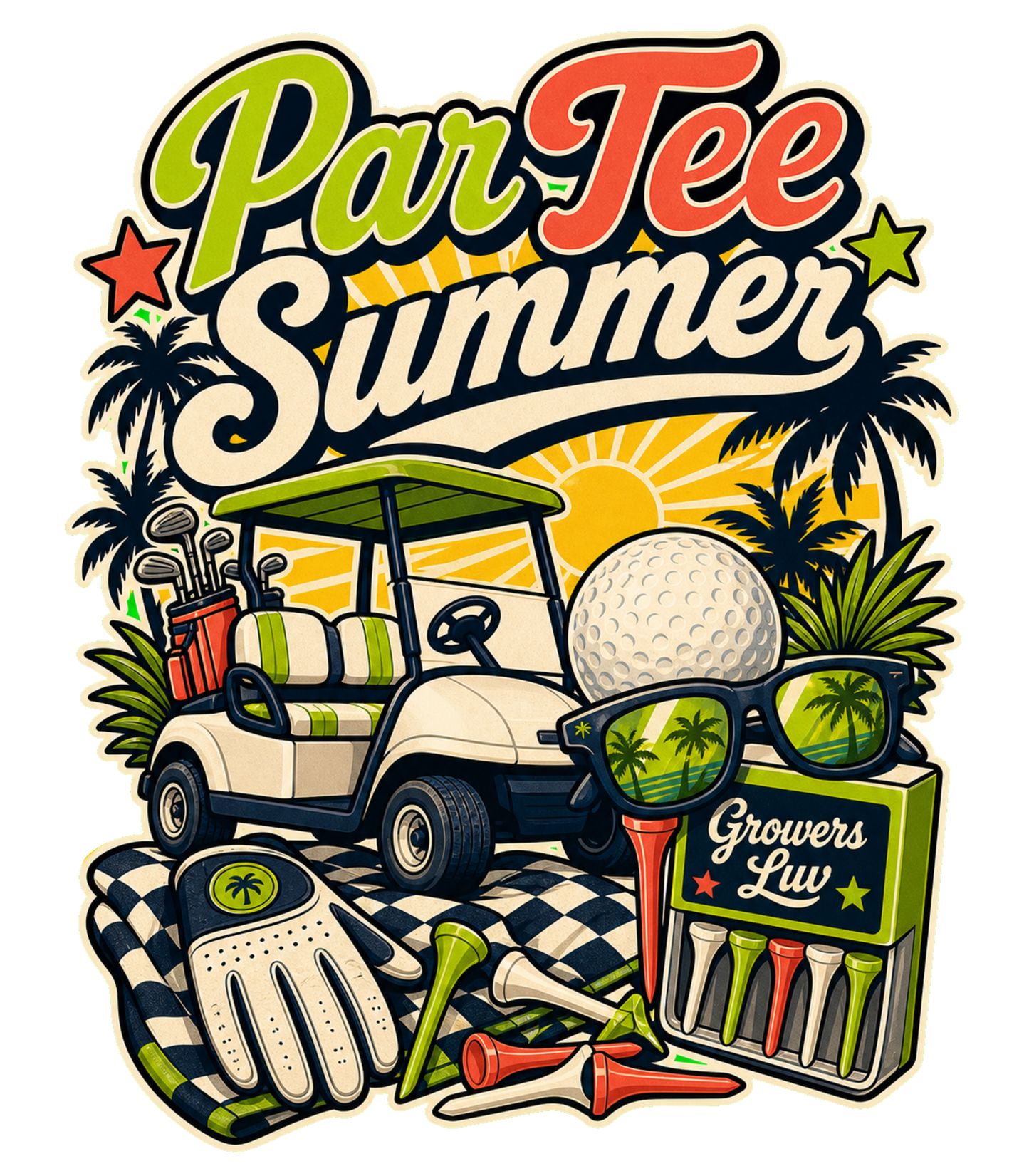 Par Tee Summer Large Natural Tote Bag artwork detail