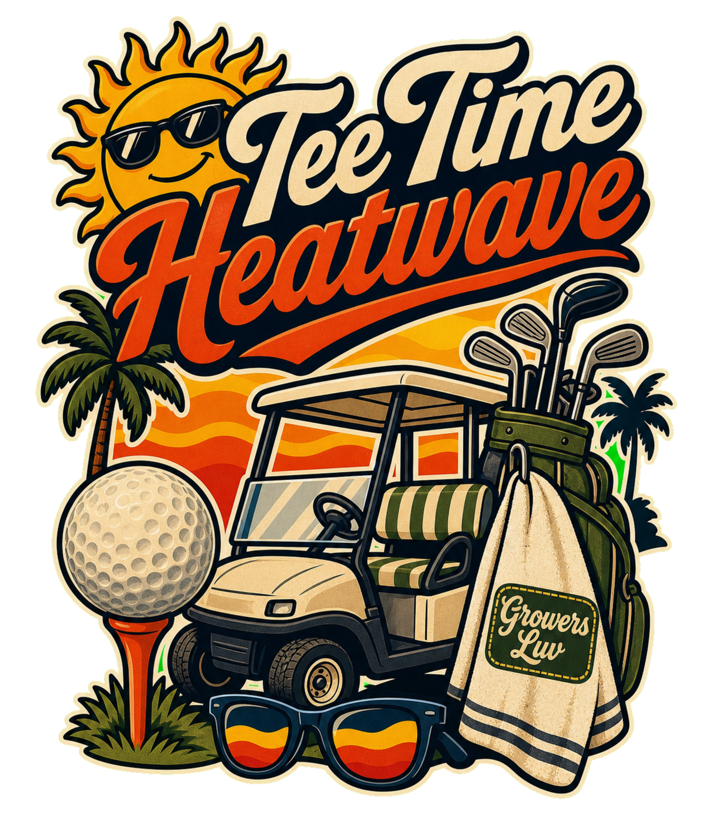 Tee Time Heatwave Large Natural Tote Bag artwork detail