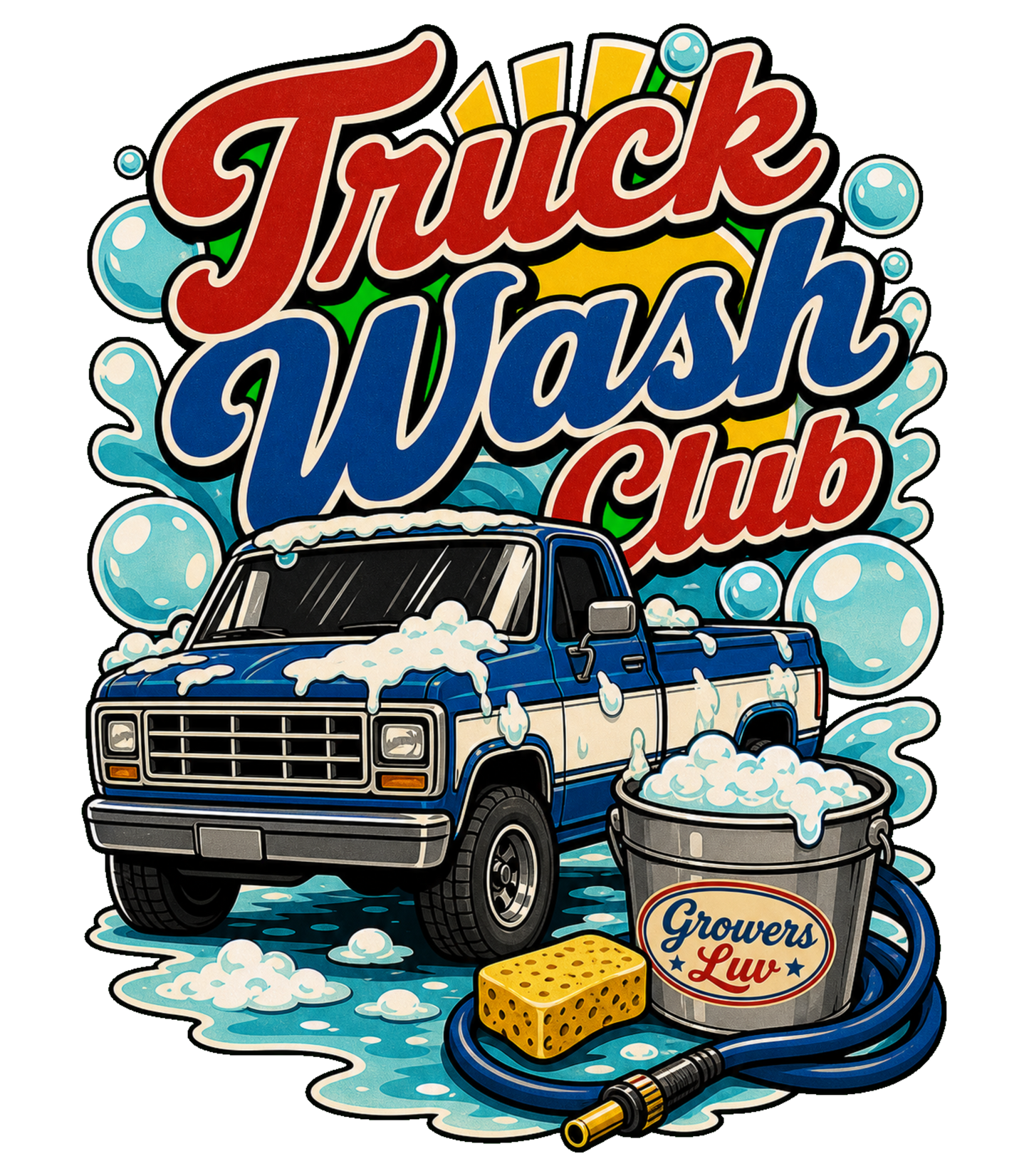 Truck Wash Club Large Natural Tote Bag artwork detail