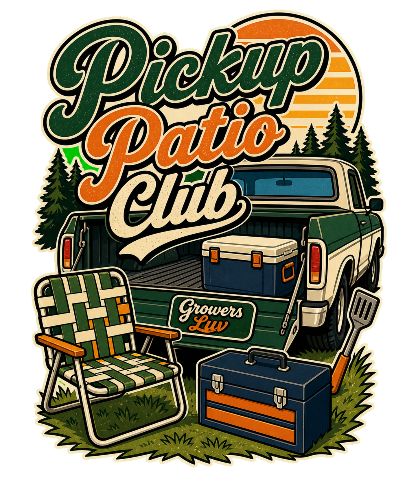 Pickup Patio Club Large Natural Tote Bag artwork detail