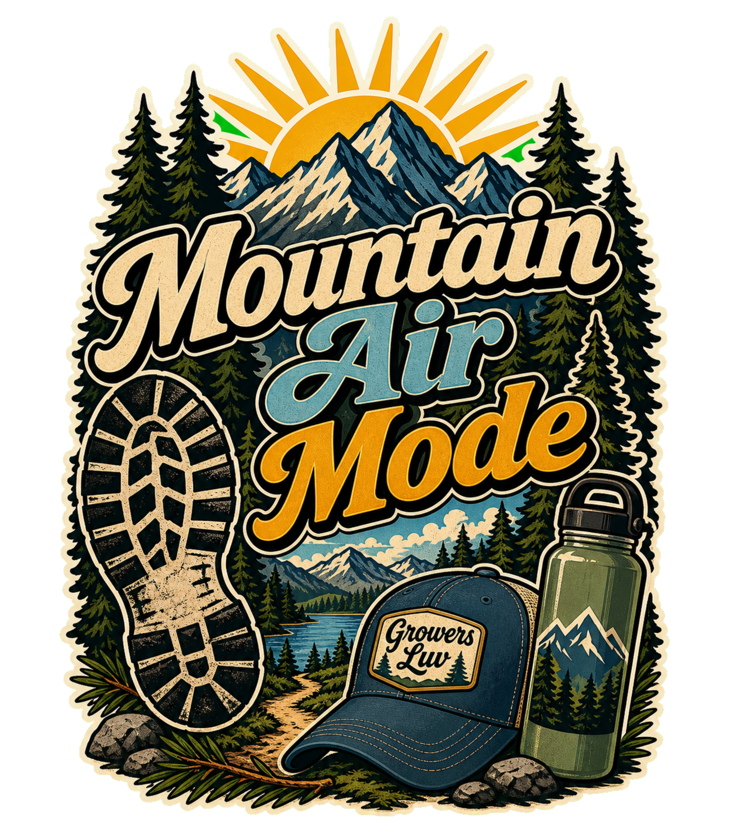 Mountain Air Mode Large Natural Tote Bag artwork detail