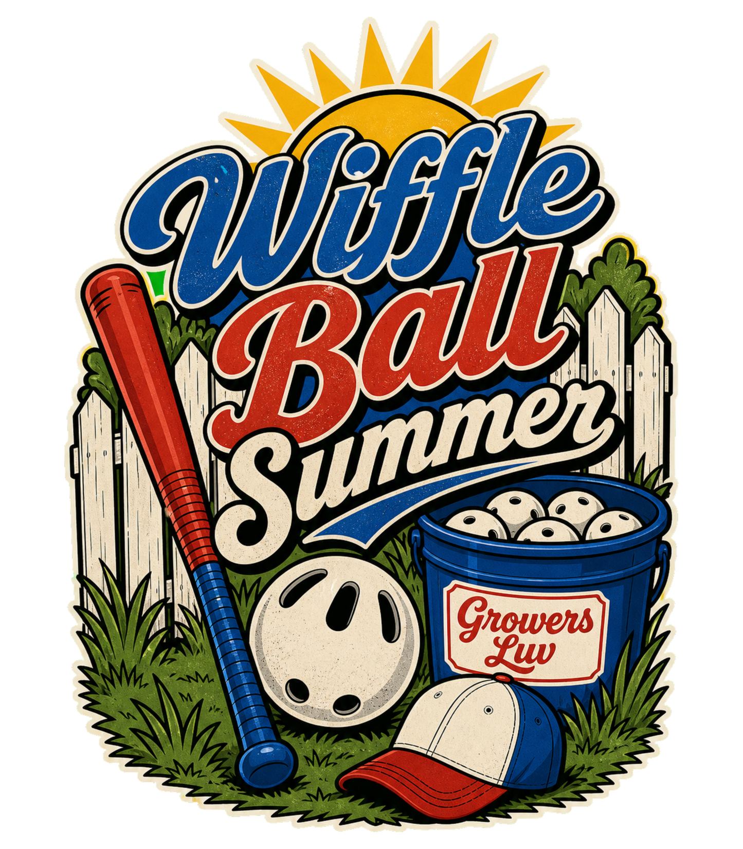 Wiffle Ball Summer Large Natural Tote Bag artwork detail