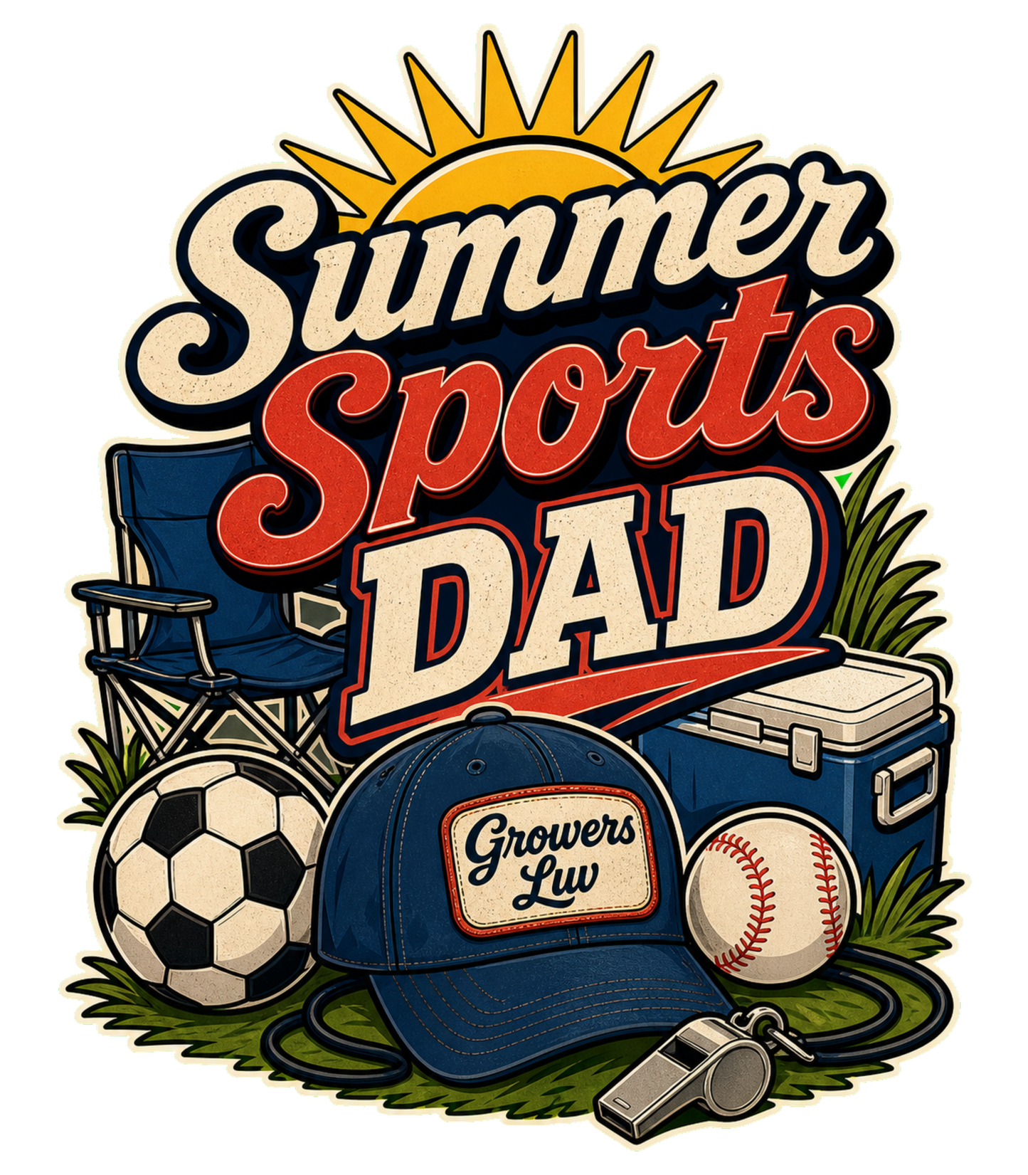 Summer Sports Dad Large Natural Tote Bag artwork detail