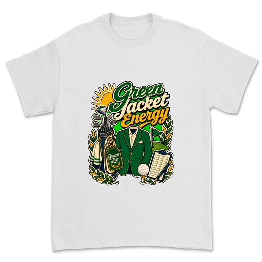 Green Jacket Energy Men's Gildan Graphic Tee in White