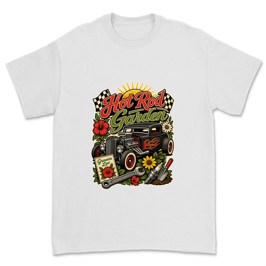 Hot Rod Garden Men's Gildan Graphic Tee in White