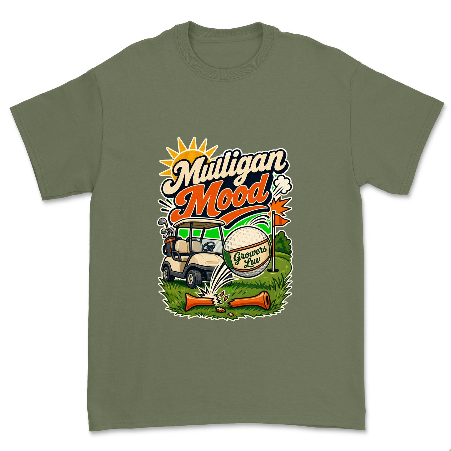 Mulligan Mood Men's Gildan Graphic Tee in Military Green