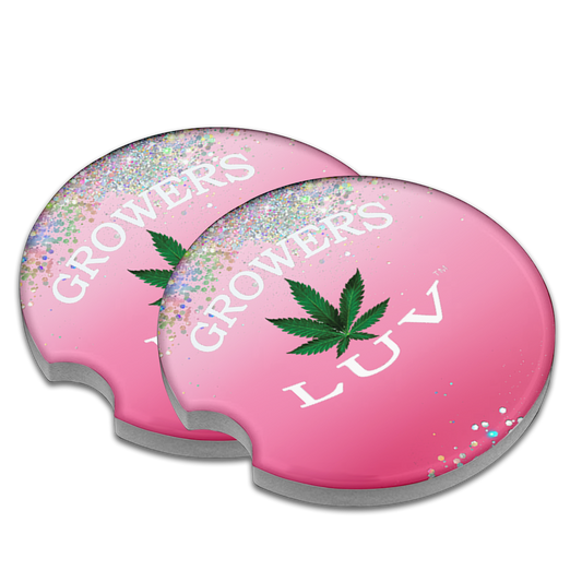 Growers Luv Car Coaster Pink Glitter