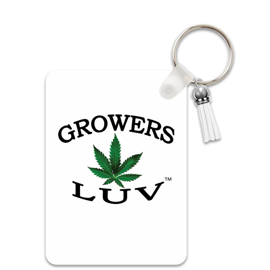 Growers Luv Key Chain White Rectangle