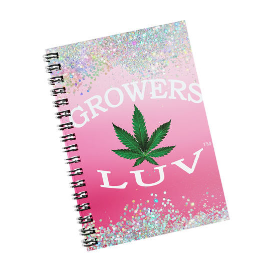 Growers Luv Notebook Spiral 6x8 Pink Glitter