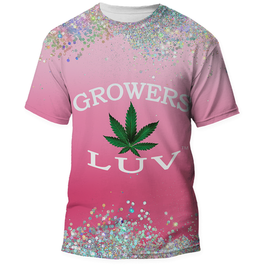 Growers Luv T-Shirt Pink Glitter