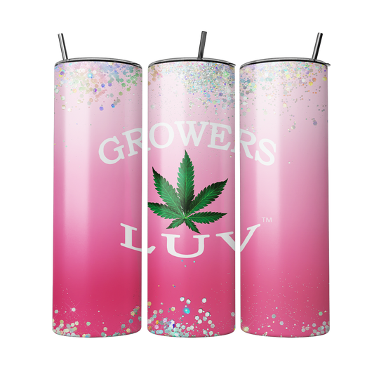 Growers Luv Tumbler Insulated Pink Glitter